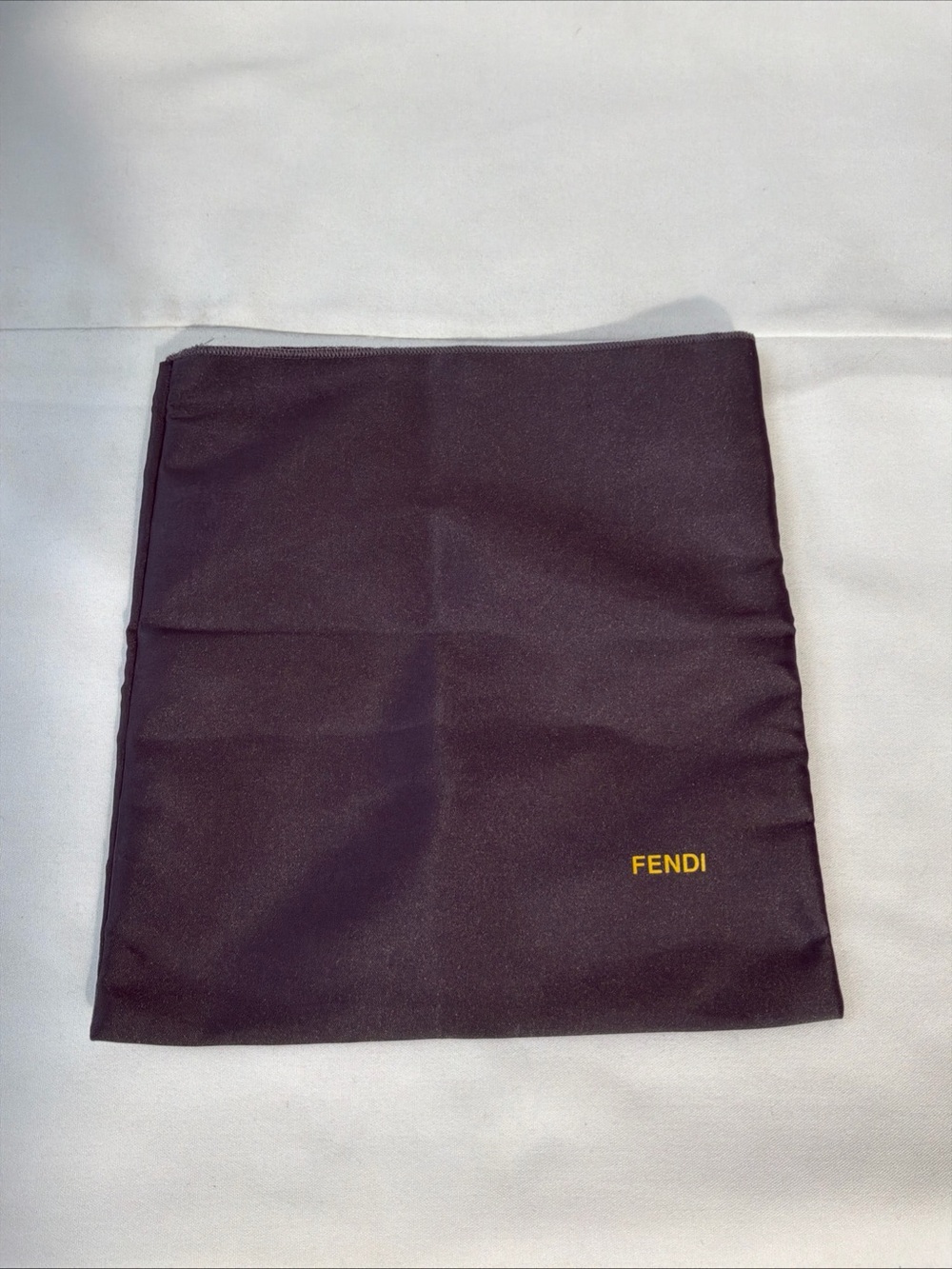 FENDI Dust Bag Storage Purse Cover Pouch Black Roma Satin Yellow Logo 10 X 10